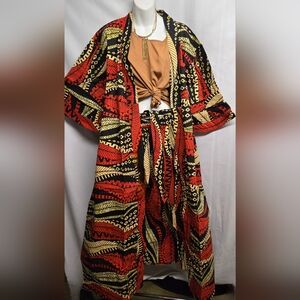 Vibrant Kimono 100% Ankara Fabric Duster/Kimono & Gaucho Set. Fits Sz 12 - 18.